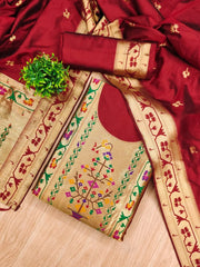 AE-015 – Royal Elephant Paithani Unstitched Suit
