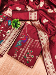 AE-018 – Peacock Motif Paithani Dress Material Set