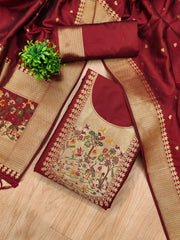 AE-010 – Premium Zari Bird Design Paithani Suit