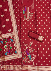 AE-018 – Peacock Motif Paithani Dress Material Set