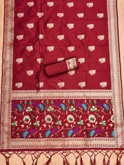 AE-018 – Peacock Motif Paithani Dress Material Set