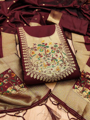 AE-010 – Premium Zari Bird Design Paithani Suit