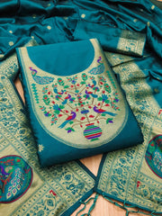 AE-012 – Royal Peacock Garden Paithani Silk Suit Set