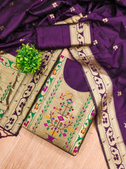 AE-015 – Royal Elephant Paithani Unstitched Suit