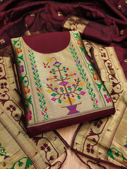 AE-015 – Royal Elephant Paithani Unstitched Suit