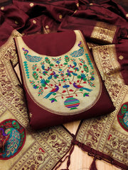 AE-012 – Royal Peacock Garden Paithani Silk Suit Set