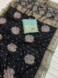 Black Banarasi Silk Saree for Makar Sankranti