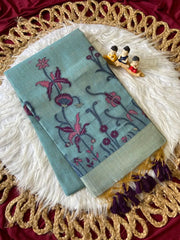 Premium Soft Muga Cotton Flowery Saree