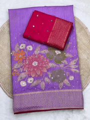 Pure Dola Silk Real Mirror Work Meenakari Saree