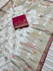 Dola SIlk Peacock Meenakari Weaving Banarasi Saree