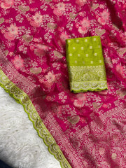 Dola Silk Zari Pallu woven Banarasi Saree