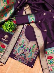 AE-004 – Soft Silk Unstitched Paithani Suits
