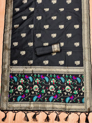 AE-018 – Peacock Motif Paithani Dress Material Set