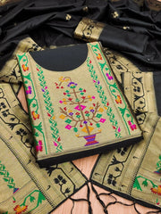 AE-015 – Royal Elephant Paithani Unstitched Suit