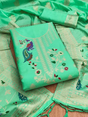 AE-018 – Peacock Motif Paithani Dress Material Set