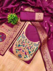 AE-012 – Royal Peacock Garden Paithani Silk Suit Set