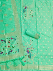 AE-018 – Peacock Motif Paithani Dress Material Set