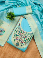 AE-012 – Royal Peacock Garden Paithani Silk Suit Set