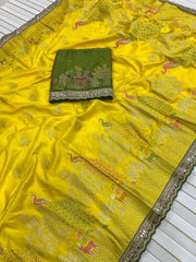 Dola SIlk Peacock Meenakari Weaving Banarasi Saree