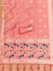 AE-018 – Peacock Motif Paithani Dress Material Set