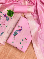 AE-018 – Peacock Motif Paithani Dress Material Set