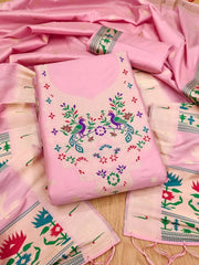 AE-004 – Soft Silk Unstitched Paithani Suits