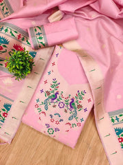 AE-004 – Soft Silk Unstitched Paithani Suits