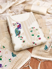 AE-018 – Peacock Motif Paithani Dress Material Set