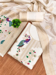 AE-018 – Peacock Motif Paithani Dress Material Set
