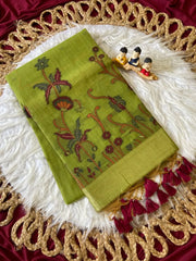 Premium Soft Muga Cotton Flowery Saree