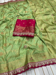 Dola Silk Flower Jaal Premium Banarasi Saree
