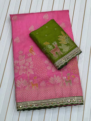 Dola SIlk Peacock Meenakari Weaving Banarasi Saree