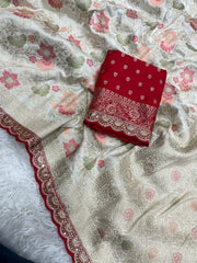 Dola Silk Zari Pallu woven Banarasi Saree