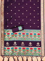 AE-004 – Soft Silk Unstitched Paithani Suits