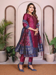 AE-19A – Unstitched Patola Soft Silk 3 Piece Suits