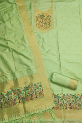 AE-010 – Premium Zari Bird Design Paithani Suit