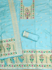 AE-015 – Royal Elephant Paithani Unstitched Suit