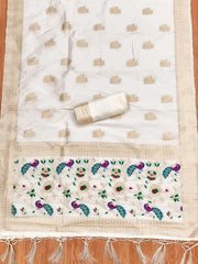 AE-018 – Peacock Motif Paithani Dress Material Set