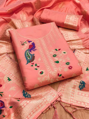 AE-018 – Peacock Motif Paithani Dress Material Set