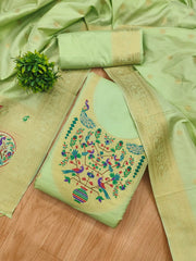 AE-012 – Royal Peacock Garden Paithani Silk Suit Set