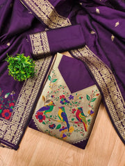 AE-021 – Multicolor Bird Motif Paithani Suit Set