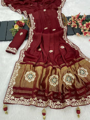 Gaji Silk Original Gala Pallu Gota Pati Hand Work Saree