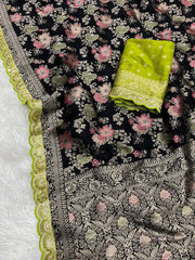 Dola Silk Zari Pallu woven Banarasi Saree