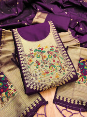 AE-010 – Premium Zari Bird Design Paithani Suit