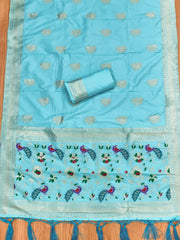 AE-018 – Peacock Motif Paithani Dress Material Set