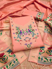 AE-004 – Soft Silk Unstitched Paithani Suits