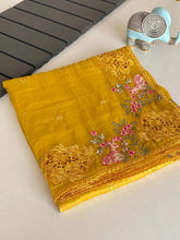 Crush Silk Embroidery Work Designer Saree