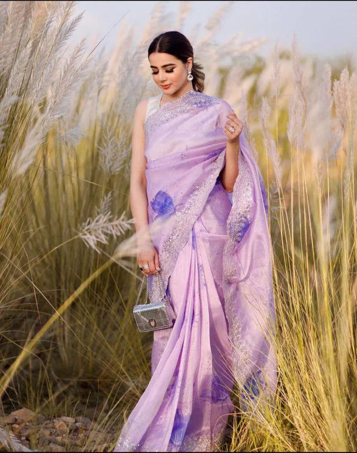 Georgette saree with cheapest Beautiful khadi print saree