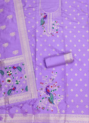 AE-018 – Peacock Motif Paithani Dress Material Set