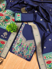 AE-004 – Soft Silk Unstitched Paithani Suits